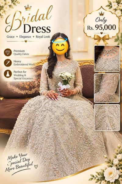 Elegant Ivory Bridal Dress – Heavy Embroidery | Rs. 95,000
