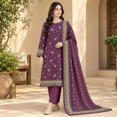 Bin Saeed Khadder 3PC Magenta Floral- Winter Collection 2025