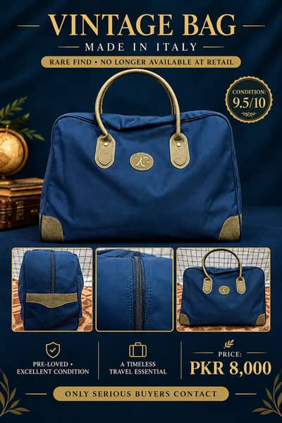 Vintage black geniune leather duffle bag | premium designer bag