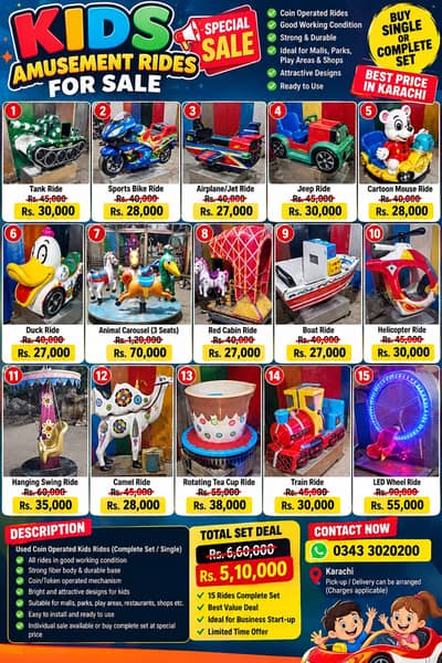 MEGA CLEARANCE SALE – COMMERCIAL KIDS RIDES