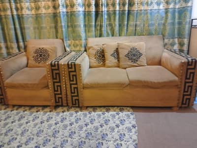 set of two sofas with pillows good condition