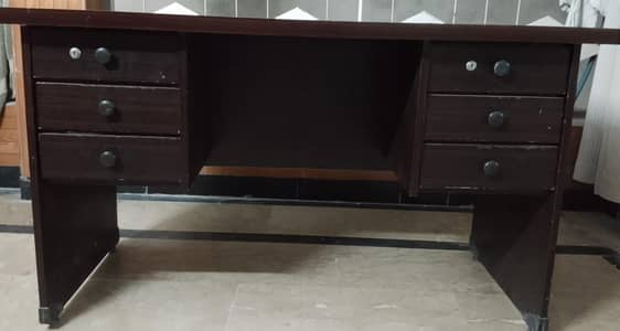 Wooden Office / Study Table in Good Condition (Dark Brown)