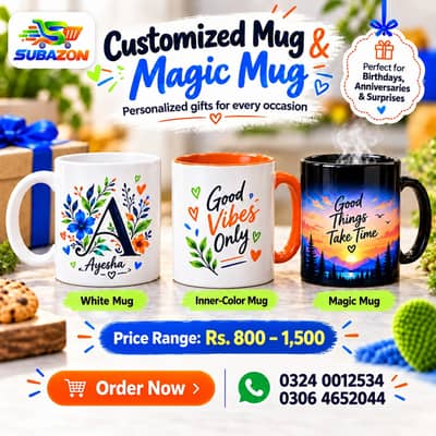 Customized White, Inner-Color & Magic Mugs – Rs. 800 to 1,500