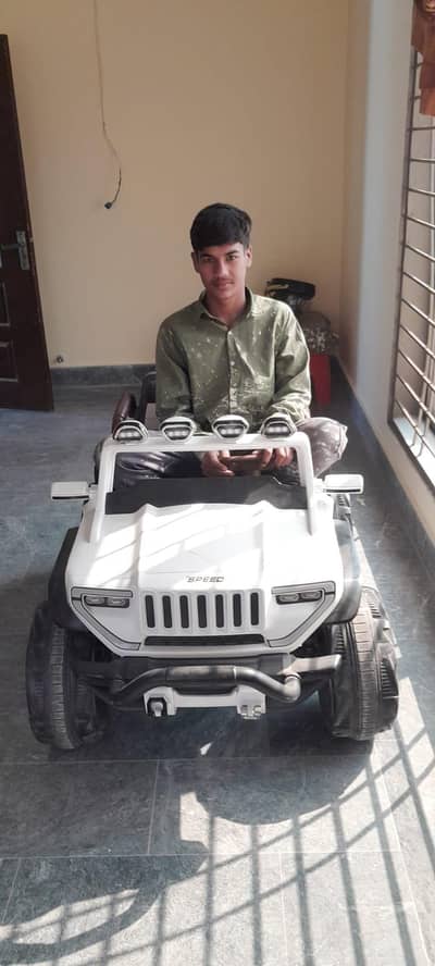 Title: Kids Battery Operated Jeep with Remote Control – White