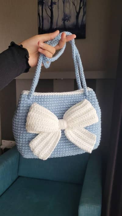 crochet cute bow bag