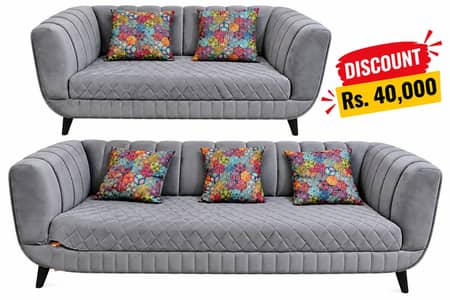 Luxury Grey 5-Seater Sofa Set (3+2) – Molty Foam
