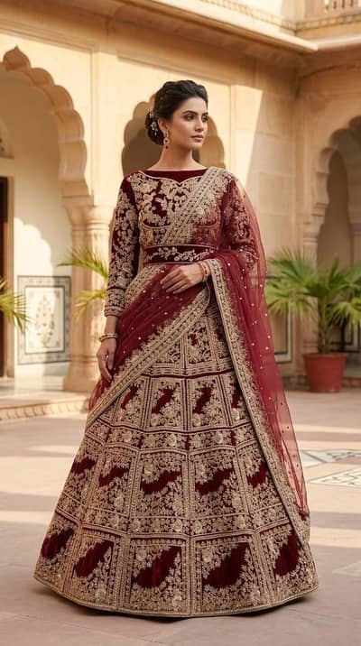 Maroon Bridal Lehnga for Sale – Used Wedding Dress