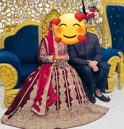 Luxurious Red Velvet Bridal Ensemble