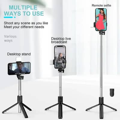 4 in 1 Wireless Selfie Stick Foldable Mini Tripod Stand R1S Tripod (WI