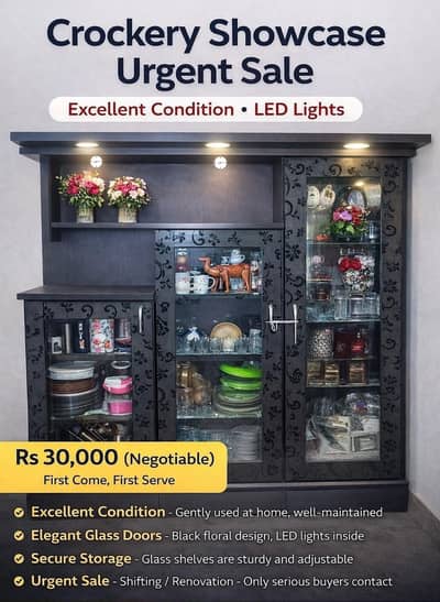 Crockery Showcase for Sale – Excellent Condition