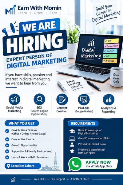 we are hiring now male and female staff