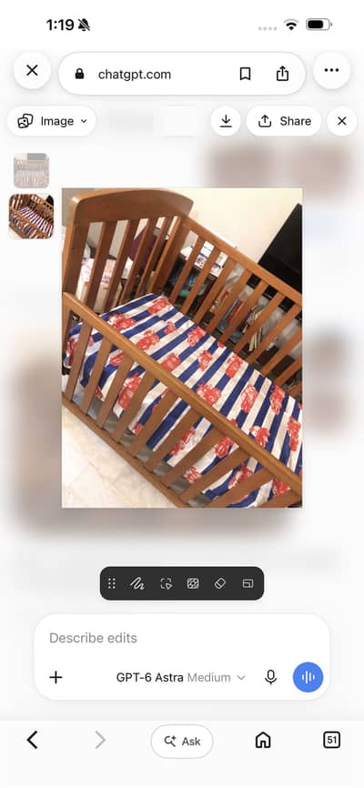 Wooden cot. 9/10 condition