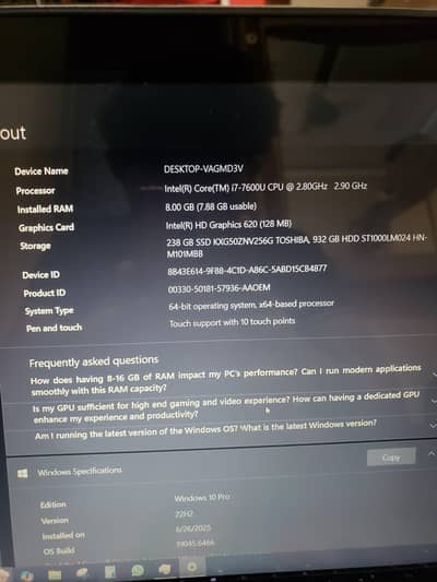 HP EliteBook 850 G4 7th Gen i7 ( Touch Screen)