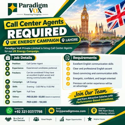 Call Center Agents Required | Sales job | UK Campaign | Jobs in Lahore