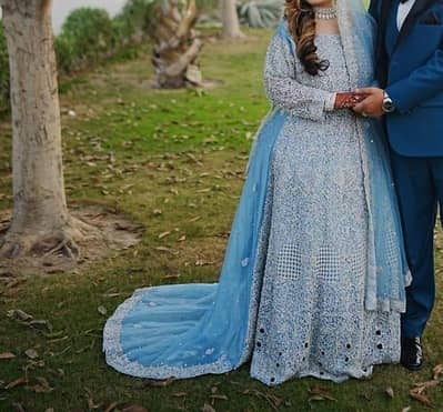 Bridal Walima Maxy dress heavy work long Tail