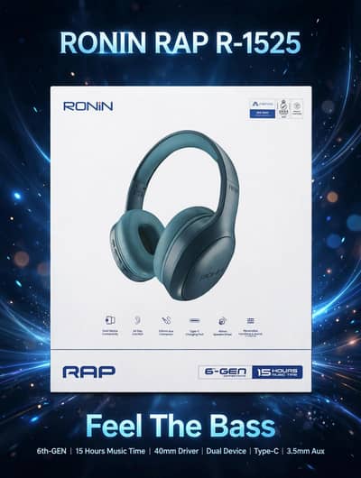 RONIN R-1525 Wireless Headphone - 15 Hours Playtime