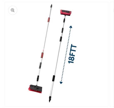 Solar Cleaning Brush 18ft with wiper And Soap Dispenser