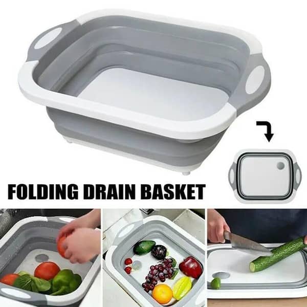 T   4-In-1 Multiboard High Quality Drain Basket Foldable For Kitchen Fruits
