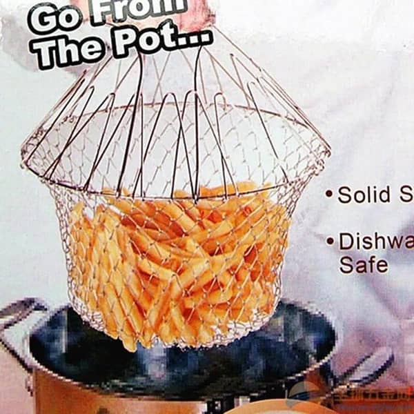 T  Chef Basket Dry Drain Rack Stainless Steel Multi Function Folding Fruit Basket Kitchen Tool