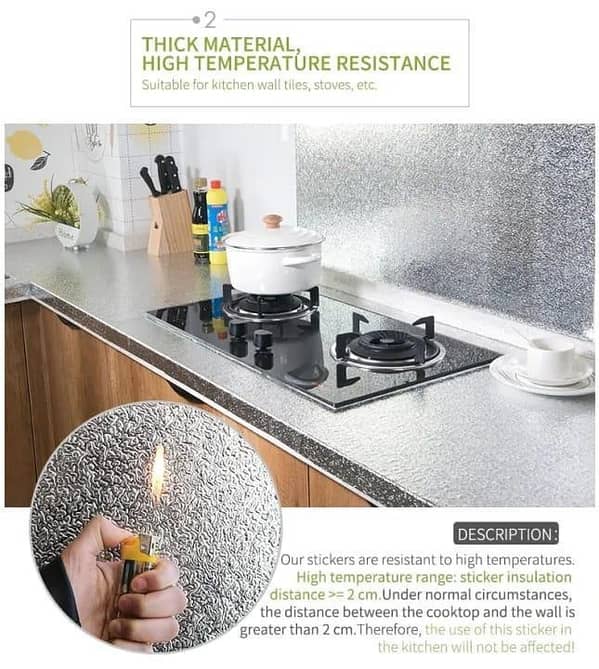 T  40 X 200cm Kitchen Oil-Proof Waterproof Stickers Aluminum Self Adhesive Wall Sticker DIY Wallpaper