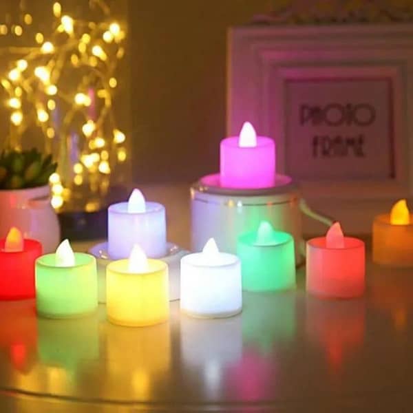 T  12 Pcs Multicolor LED Candle Lamp Simulation Color Tea Light Home Birthday Decoration