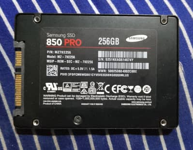 Samsung 850 pro 256 GB SSD for sale. performance 100% health 97%.