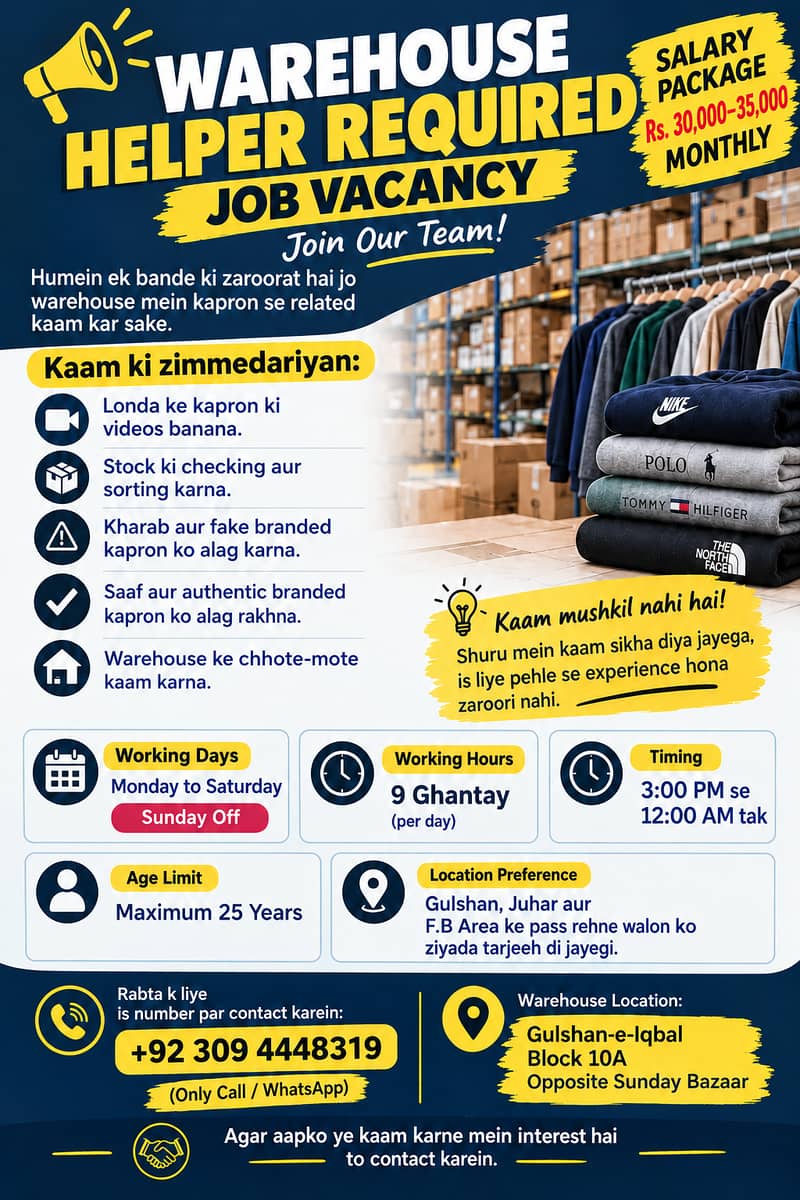 Warehouse Helper Required 0