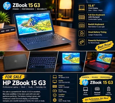 HP ZBook 15 G3 Workstation - Core i7, 32GB RAM, 256GB SSD.