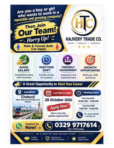 Work Opportunities for Male And. Females both