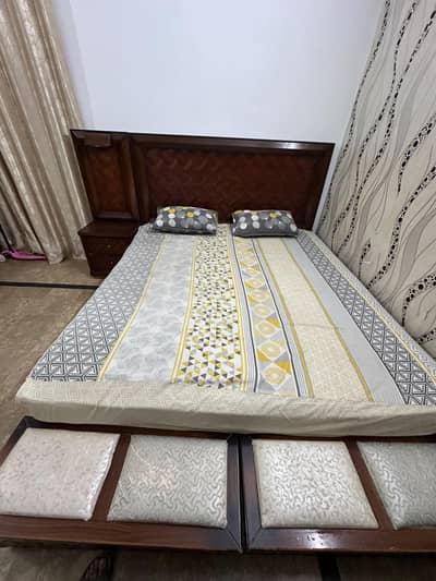King Size Bed With 2 Site table and Dressing Table with mattress