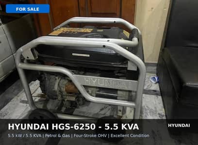 Hyundai Generator HGS625.5. 5KVA Dual Fuel - Heavy Duty