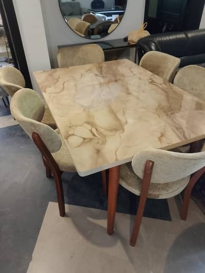 Dining Table with 6 wooden foam chairs
