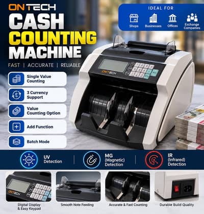 ONTECH Cash Counting Machine | 3 Currency | UV, MG & IR Detection