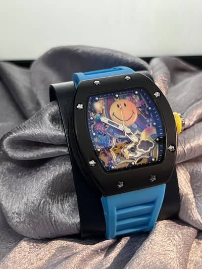 Fun & Bold Sky Blue Skeleton Watch