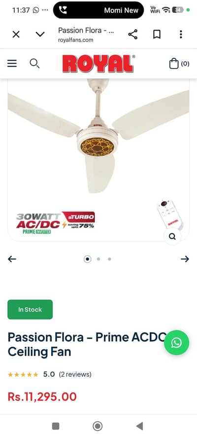 Royal AC/DC Power Saving Fan with Remote for Sale