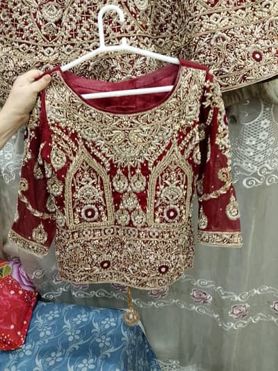 Bridal Barat Lehenga Heavy Zardozi Work - Mehroon -
