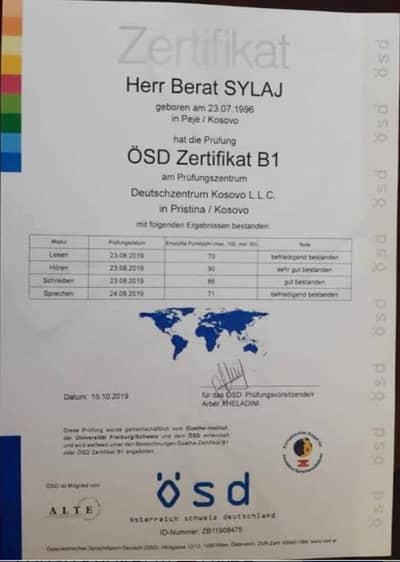 German A1 , A2 , B1 and B2 classes