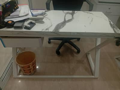 White Marble‑Top Executive Office Desk