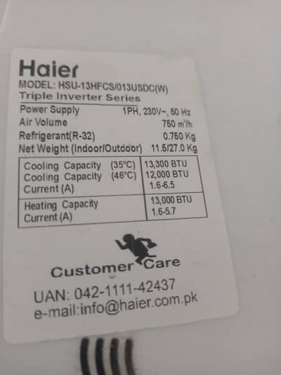1 ton Ac  Hair New Model 10/10 Urgent sale 03091500003