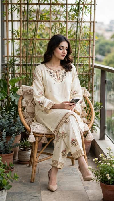 lawn and cotton lawn beautiful embroidered dress