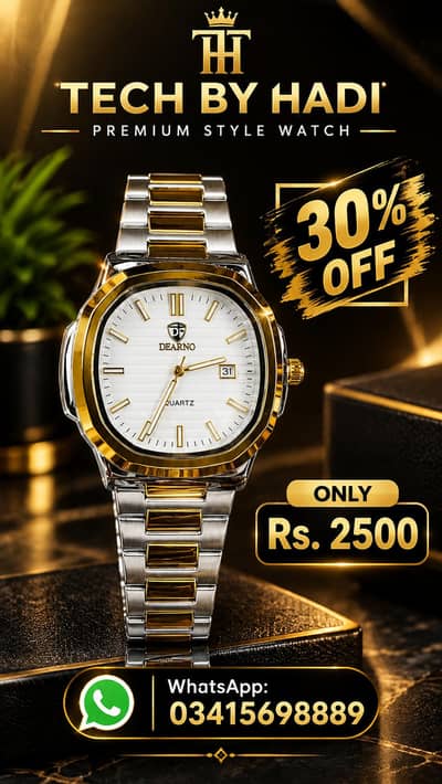 Men's Premium Stylish Watch + FREE Turkish Ring