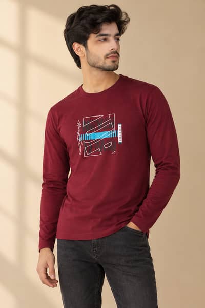 Men's Full Sleeve T-Shirt | Stylish Graphic Design | Dark Green, Navy