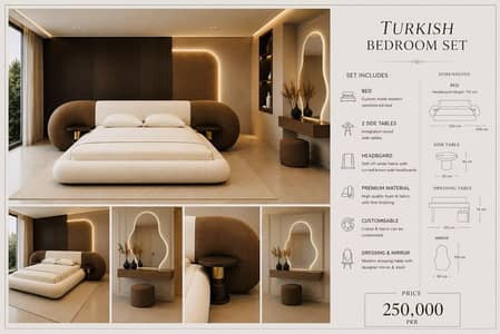 BRAND NEW KING SIZE PREMIUM TURKISH BEDROOM SET 10ft FRONT HEADBOARD
