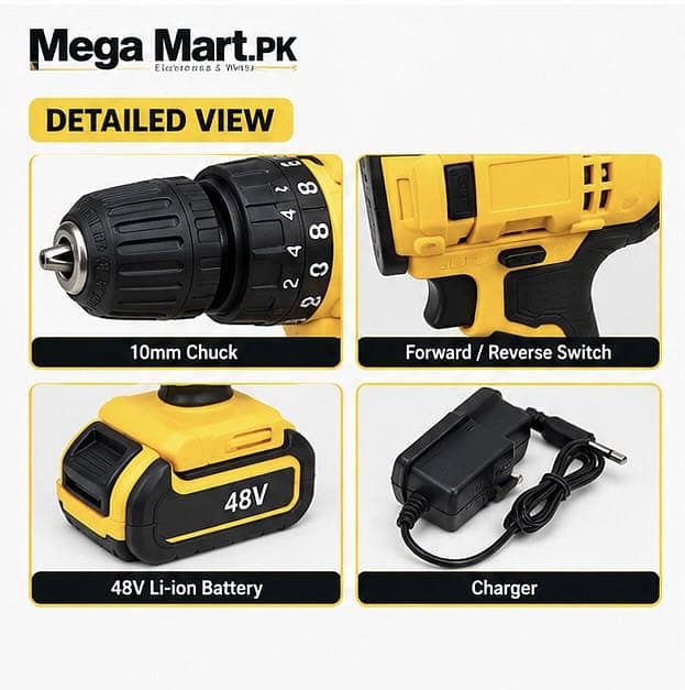 Rechargeable Drill Machine within multiple + Free Tools Kit 3