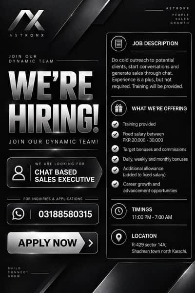 We Are Hiring Chat Based Sales Executive (BOYS ONLY)