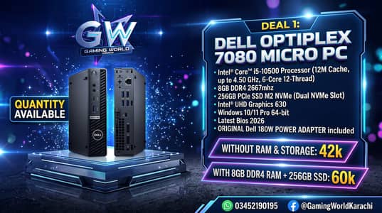 Dell Optiplex 7080 Micro MINI Pc i5-10500 10th Gen 8GB 256GB QUANTITY