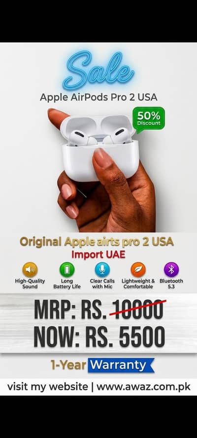 offer. 50% discount Apple airports pro 2 USA import UAE warranty 1 year