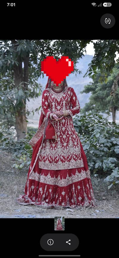 Red farshi lahanga with long shirt and pouch small size bridal dress