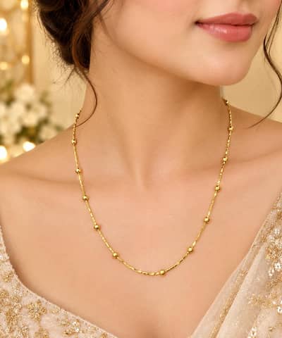 K. N 24K Gold Plated Elegant Golden Chain for Women