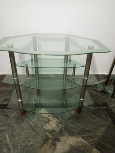 Glass Center Table with 3 Shelves – Stylish Design